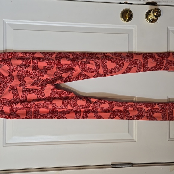 Lularoe, Leggings, One Size,  Super Soft, Pink, Brown, Hearts, Comfort, Casual - Picture 9 of 9